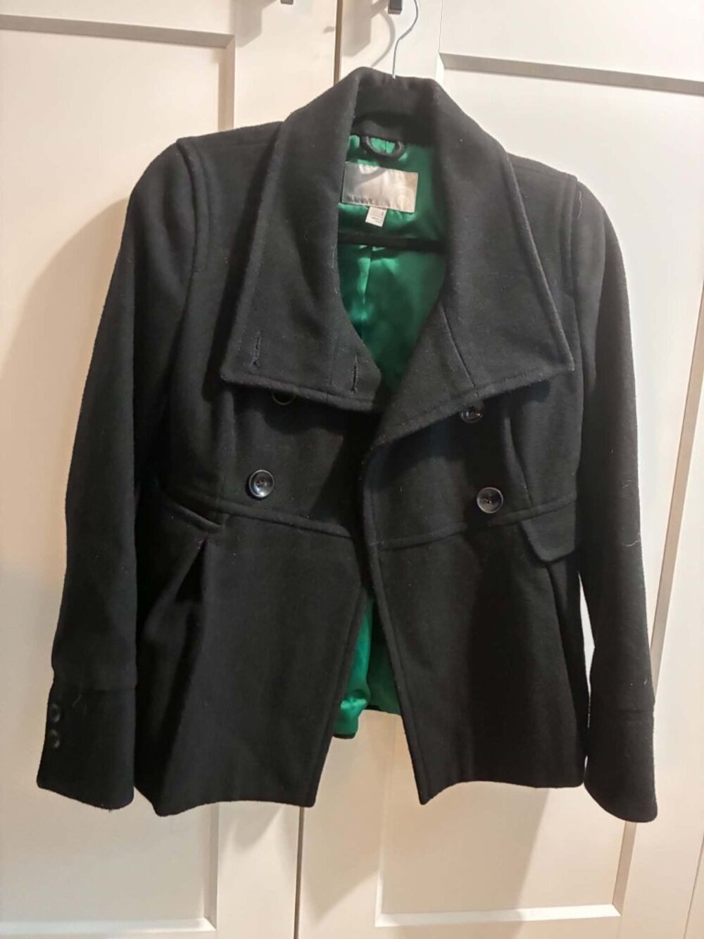 Old Navy Wool Blend Double Breasted Peacoat with Satin Lining - Size Small